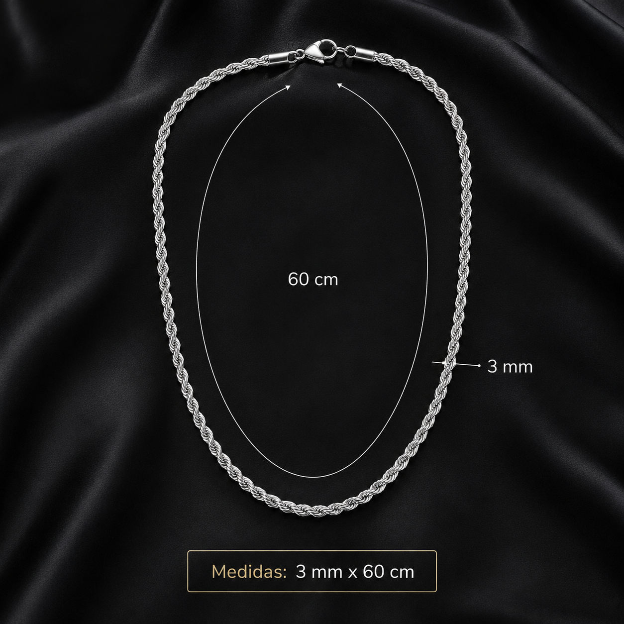 Cadena Rope plata 3mm.