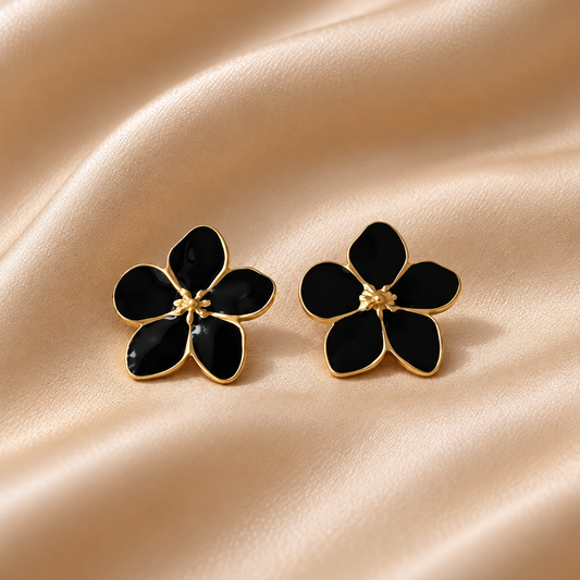 Pendiente Flor de Loto Black