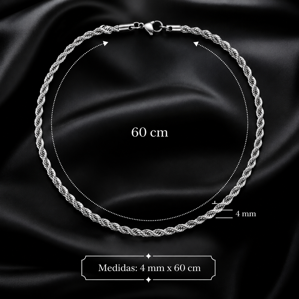 Cadena Rope Plata 4mm