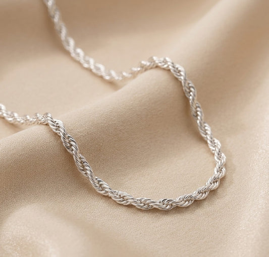 Cadena clásica retorcida hombre 3mm.  plata