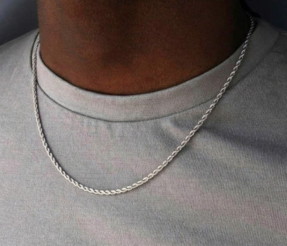 Cadena clásica retorcida hombre 3mm.  plata